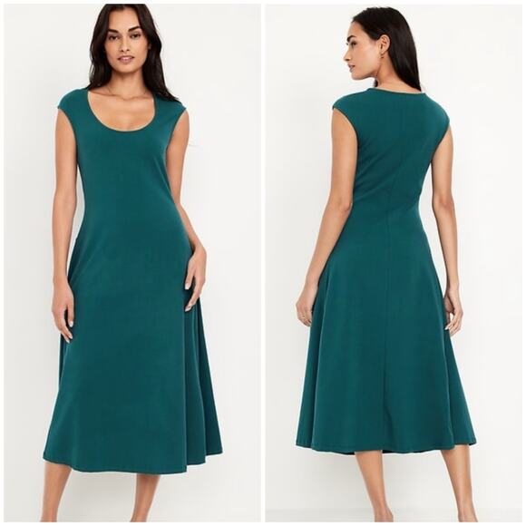 Old Navy Fit & Flare Midi Dress Jet Stream Teal XXL - Picture 1 of 9